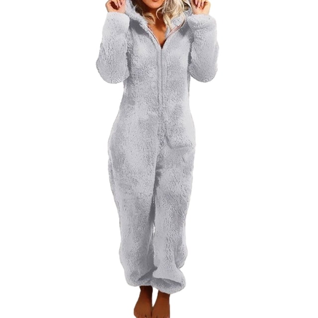 relayinert Warm Solid Color Sleepwear Cute And Machine Washable Easy To Wear Polyester Cozy Soft Comfort grey 4XL