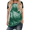 thumbnail image 1 of Femmes Tie-Dyed Print Couleur Cou Cou Cou Manches Courtes Tuniques Tops, 1 of 2