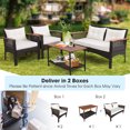 thumbnail image 4 of Costway 4PCS Patio Rattan Acacia Wood Furniture Set Cushion Sofa Armrest Deck, 4 of 9