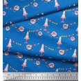 thumbnail image 3 of Soimoi Blue Rayon Fabric Birthday Theme Party Printed Fabric 1 Yard 56 Inch Wide, 3 of 5
