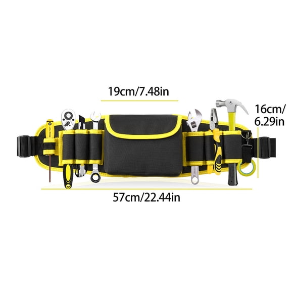 Sac Banane pour Outils en Tissu Multifonction, Sac Banane pour Outils d'Électricien Épaissi avec 8 Poches, Poche à Glissière, pour le Travail, le Bricolage, l'Amélioration de la Maison