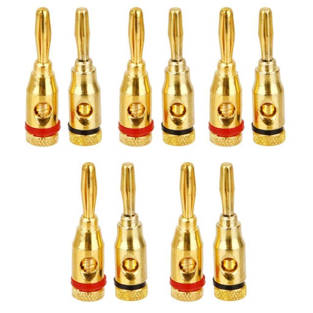 ziyahi 10x Gold plated Musical Speaker Cable Wire Screw Banana Plug Connector 4MM
