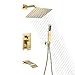thumbnail image 3 of sumerain Tub and Shower Faucet System with Waterfall Tub Spout and Handheld Shower Head, Pressure-Balanced Valve, Brushed Gold, 3 of 4