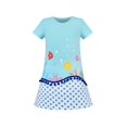 thumbnail image 1 of Robe T-Shirt Fille Jupe Évasée Pompon Poisson à Pois Plage Bouffante Manches Courtes 7 Ans, 1 of 5