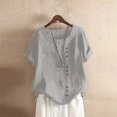 thumbnail image 2 of WEIYLL Tshirts Shirts for Women Plus Size Linen Loose Tunic Breathable Boho Solid Grey Tops Sizes S, 2 of 3