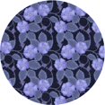 thumbnail image 1 of Ahgly Company Tapis Rond Lavable en Machine Intérieur Transitionnel Bleu, 4 Pieds Rond, 1 of 7