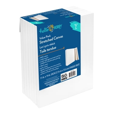 Hello Hobby Stretched Canvases 7 pack value pack 11 in. X 14 in. Each, for All Skill Levels