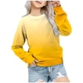 thumbnail image 1 of MIASHUI Girls Sweatshirt Tops Gradient Printed Crewneck Casual Pullovers,Yellow,11-12 Years, 1 of 3