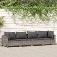 thumbnail image 1 of vidaXL 4 Piece Garden Lounge Set with Cushions Grey Poly Rattan, 1 of 5