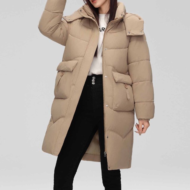 LOVZFMLL Vestes pour Femmes Hiver Décontracté Ample Mode Poche Couleur Manteau Long Réversible à Fermeture Éclair