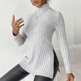 thumbnail image 5 of AherBiu Womens Sweater Tops Long Sleeve Turtleneck Ribble Knit Slim Pullover Tunic Sweaters Shirt Blouse, 5 of 5