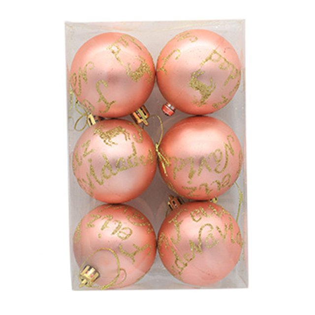 6Pcs Christmas Balls Festive Exquisite Decorative Glittery Tree Letter Color Painted Balls Decor for Christmas