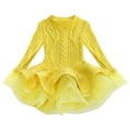 thumbnail image 4 of Splozh Robes pour Bébé Fille Printemps et Automne Filles Hiver Robe de Fête à Manches Longues Robe en Maille à Motif Jaune, 3-4 Ans, 4 of 6