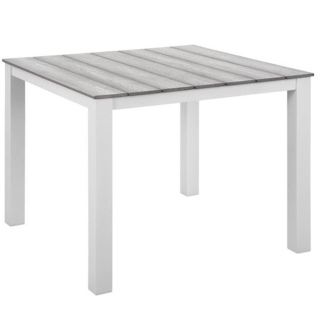 Modway Maine 39.5" Aluminum Patio Dining Table in White/Light Gray