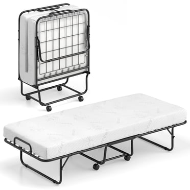 Patiojoy Lit Pliant avec Matelas Lit Simple Portable avec Cadre Métallique Robuste