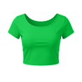 thumbnail image 1 of VSSSJ Crop Tops pour Femmes Manches Courtes Col Rond Extensible Chemise Décontractée Ajustée Solide Confortable Été Basique T-Shirts Courts Verts Taille Unique, 1 of 5