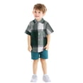 thumbnail image 2 of TZEWGL Casual Shirt For Toddler Short Sleeve Cartoon Plaid Prints Blouse For Infnants size 8-9T, 2 of 4