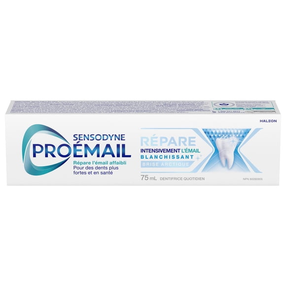 Dentifrice Sensodyne Pro-Émail pour soin de l’émail, Répare intensivement l’émail, dentifrice quotidien au fluorure, Blanchissant, 75 ml