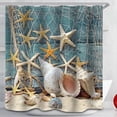 thumbnail image 1 of 71''x71" Sea Shell Shower Bathroom Curtain Waterproof Beach Curtain Decor Set with Hooks Rings, 1 of 7