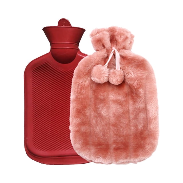 LSLJS 2L Hot Water Bottle Artificial Plush Cloth Hot Water Bottle Thermotherapy Cold Protection Detachable Hand Warmer Hot Water Bottle, Home Accessories