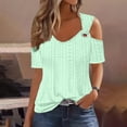thumbnail image 2 of Timegard Womens Eyelet Tops V-Neck Short Sleeve Cold Shoulder Summer Dressy Casual Tunic Tops Blouse, 2 of 6