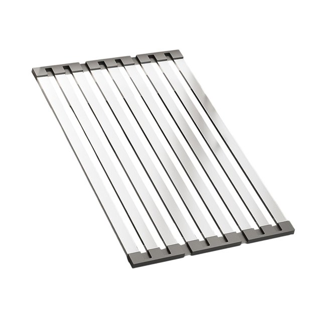 Lipstore Dish Drying Rack Nonslip over The Sink Stainless Steel Foldable Dish Drainer 55cmx32.5cm