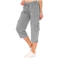 thumbnail image 1 of Shorts Capris Cargo pour Femmes, Pantalons Capris Cargo de Randonnée pour Femmes, Capris Cargo Amples pour Femmes avec Poches Taille Extensible, Shorts Légers à Séchage Rapide pour l'Extérieur, Sport, Voyage, Décontractés, Amples et Confortables, 1 of 7
