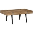 thumbnail image 1 of HOMCOM Table Basse Rustique, Table de Cocktail Rectangulaire Nature avec Pieds en Épingle en Acier pour Salon, 1 of 10