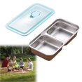thumbnail image 2 of and Go Snack Containers Reusable Dishwasher Stainless Steel Reusable Snack Packs 2 Compartments with Lids Double Compartment Snack Containers for Travel and Outdoor Camping, 2 of 3