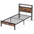 thumbnail image 2 of Costway Twin Bed Frame with Storage Headboard Charging Station 18W USB C Port Rustic Brown, 2 of 10