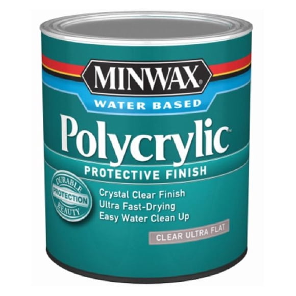 Minwax 611114444 Polycrylic Protective Wood Finish, Clear Ultra Flat, 1 Quart