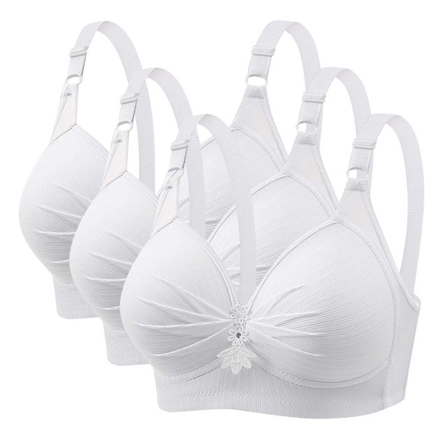 Timegard 3pc Plus Size Bras for Women Wireless Adjustable Strap Full Support Breathable Everyday Bra