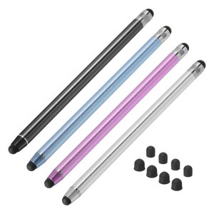Unique Bargains 4pcs Stylus Pens for Touch Screens with 8 Extra Tips Capacitive Stylus Tablet Pen, Silver Purple Blue Black