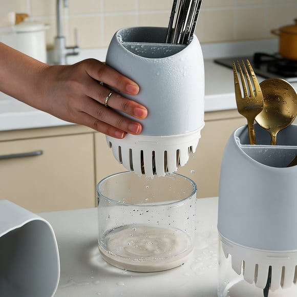 EGNMCR Storage Bins, Storage Containers Kitchen Chopstick Storage Box Chopstick Cage Plastic Double-layer Household Built-in Diatomaceous Earth Chopstick Tube Drainage plastics storage boxs
