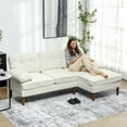 thumbnail image 2 of HOMCOM L-Shape Sofa with Right Chaise Lounge and Rubber Wooden Legs, Cream, 2 of 10