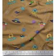 thumbnail image 1 of Soimoi Poly Georgette Fabric Planet,Animal & Spaceship Cartoon Fabric Prints by Yard 52 Inch Wide, 1 of 3