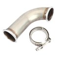 thumbnail image 1 of Universal 3inch 90° V-Band with Clamp Pipe Short Leg Stainless Steel Downpipe, 1 of 8