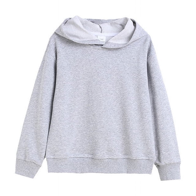 MeetoTime Girls Boys Cotton Oversized Hooded Sweatshirt Loose Solid Color Long Sleeve Pullover Top 2-12 Years