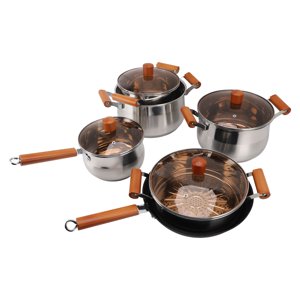 Kit de cuisson en en acier inoxydable bois Poignée de cuisine multifonctionnelle pour la préparation de bouillies à vapeur Soupe