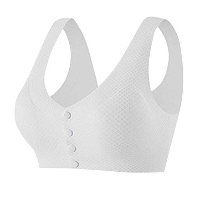 Yuzhih Womens Front Closure Everyday Bras Comfortable Wireless Bralettes V Neck Seamless Bra Wire Free Basic Bras