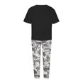 thumbnail image 1 of Mikilon Ensemble de Détente Confortable pour Femmes 2 Pcs Imprimé Décontracté Manches Moyennes Col Rond + Pantalon Noir-A L, 1 of 4