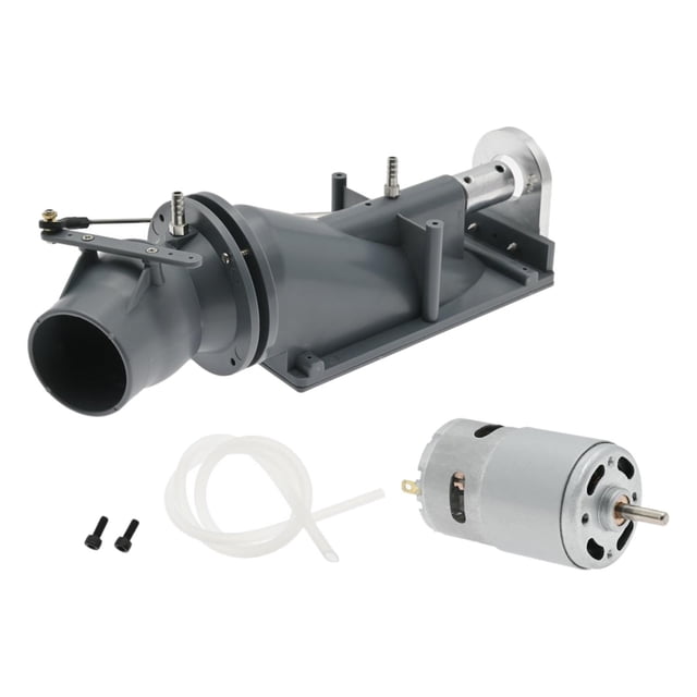 Bateau Propulseur à Jet d'Eau avec Moteur 775 pour Remplacement de Modèle de Bateau, Vue Orientée vers l'Avant Grise d'Un Propulseur d'Eau de 40 mm avec Moteur 775 Intégré, Boîtier en Plastique Gris, Buse de Pompe visible et Hélice en Ligne, dimensions 21x6.2x7.5 cm, Convient aux Bateaux RC de 80–120 cm pour Utilisation en Eau Peu Profonde; Souvent Utilisé comme Pompe de Circulation Compacte Bricolage.