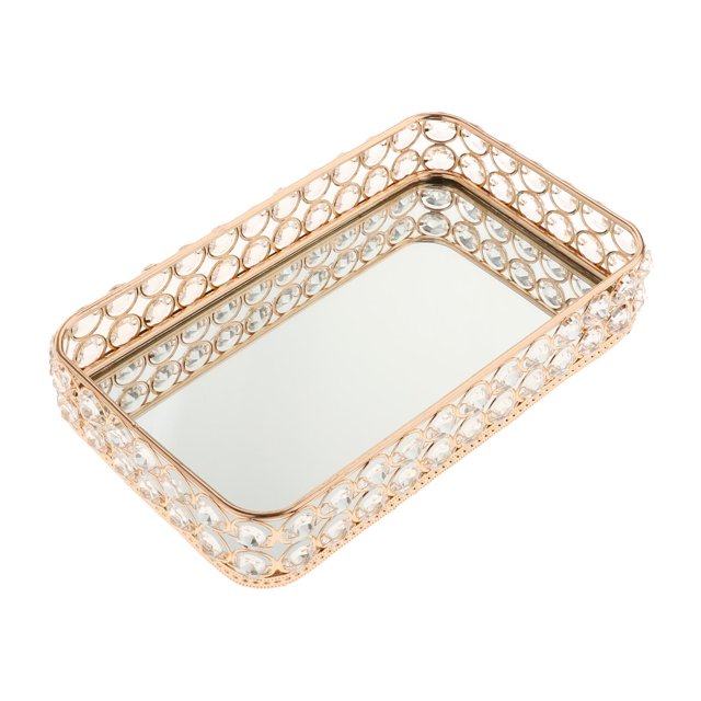 GUOOL Rangement pour Bijoux Miroir, Plateau Cosmétique en Verre, Table, Coiffeuse, Décoratif