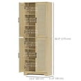 thumbnail image 3 of HOMCOM Kitchen Pantry with 4 Rattan Doors and Adjustable Shelves, Oak, 3 of 10
