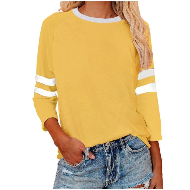 Timegard Hauts pour Femmes Grande Taille Col Rond Manches 3/4 T-Shirts Confortables Tunique Décontractée pour Porter avec des Leggings