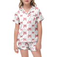 thumbnail image 1 of Ensemble de Pyjama en Satin pour Fille, Imprimé Nœud, Ensemble de Pyjama pour Enfants à Boutons, Pjs, Tenue de Nuit, Pyjamas pour Garçons, Taille 8-10 Ans, 1 of 3