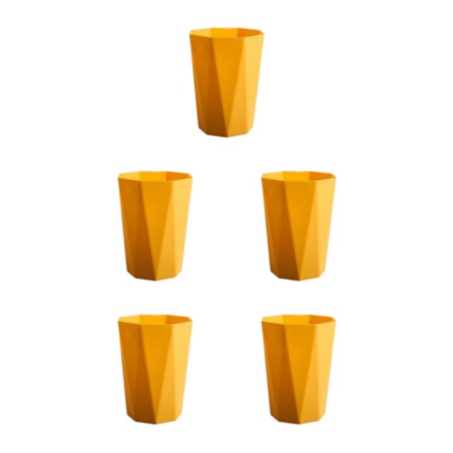ZheElen PP Office And Home Waste Bin - 6L Capacity Easy Access Kitchen Large Capacity Kitchen Bedroom Yellow L 5Set
