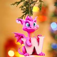 thumbnail image 3 of Fridja Personalized Dinosaur Christmas Ornament 26 Letters Hanging Pendant Ornaments 2024 Plastic Initial Monogram Xmas Tree Decorations with Hanging Rope Unique Customized Fun Gift for Kids, 3 of 3
