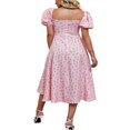 thumbnail image 3 of Women Ruffle Short Sleeve Square Neck Boho Floral Midi Dress Flowy A Line Long Dress, 3 of 6