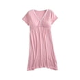thumbnail image 3 of Sentmoon Robe d'Allaitement d'Été pour Maternité Grande Taille à Manches Courtes, Col en V, Couleur Unie, Ample et Extensible, Robe de Plage Tendance pour le Post-Partum TTG, 3 of 4